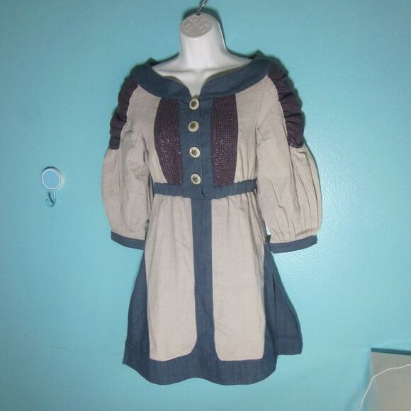 NUVULA Costume Style Mini Dress Blue & Cream Marked Size S Fits XS -Los Angeles - Picture 5 of 11